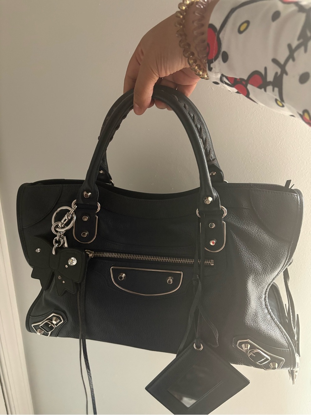 Balenciaga city bag metallic edge Navy blue with Silver Hardware